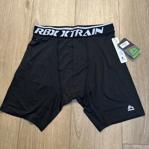 RBX 9" Compression Black Grey Base Layer Training‎ Shorts NEW Mens Sz L - Picture 1 of 10